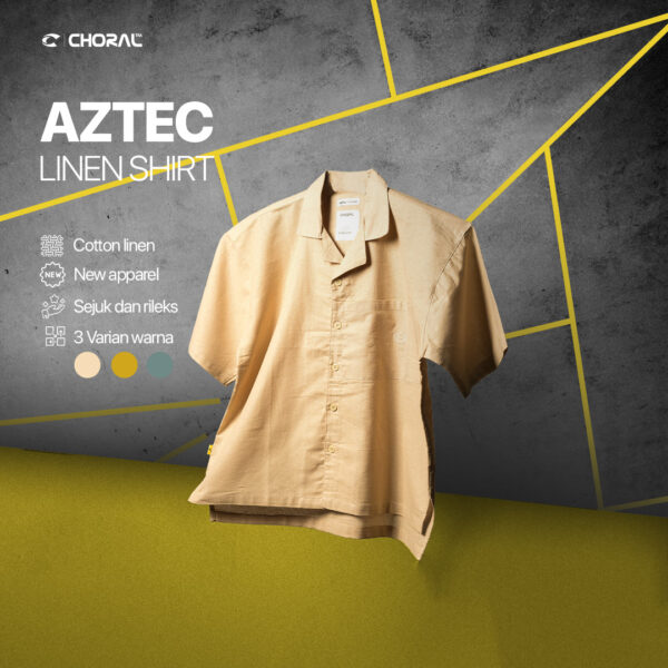 Choral Aztec  Linen Shirt Kemeja | Kemeja Katun Linen | Kemeja Pria | Kemeja Cowok